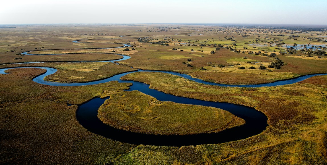 Vue aérienne du delta de l'Okavango